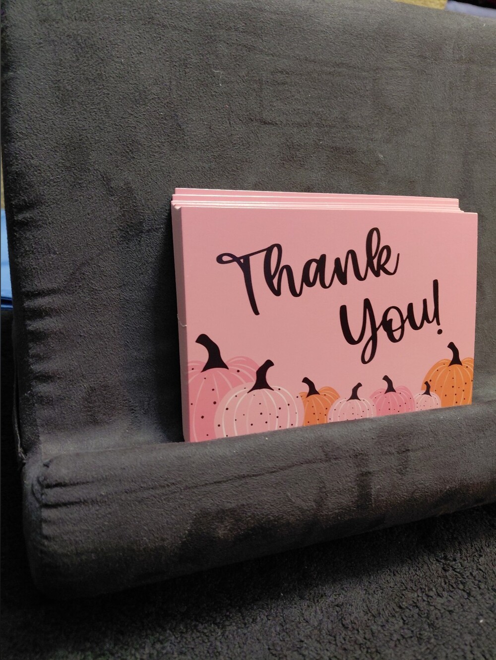 25ct. 4x6 Holiday Pink "Thank You" Pumpkin Cards 3 Random Polymailers - Picture 3 of 5